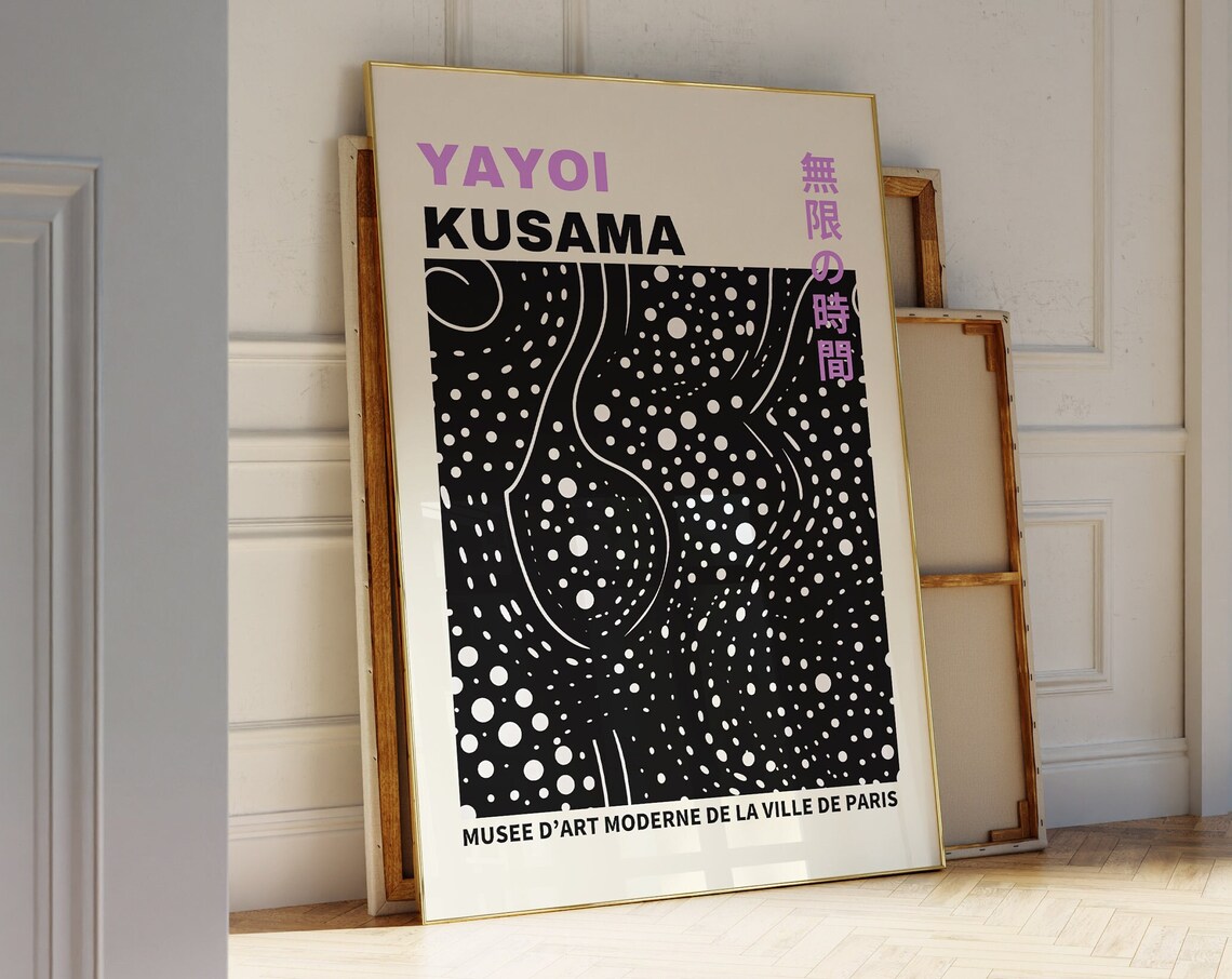 Yayoi Kusama Black White Dot Swirl Infinite Time Museum Art Poster