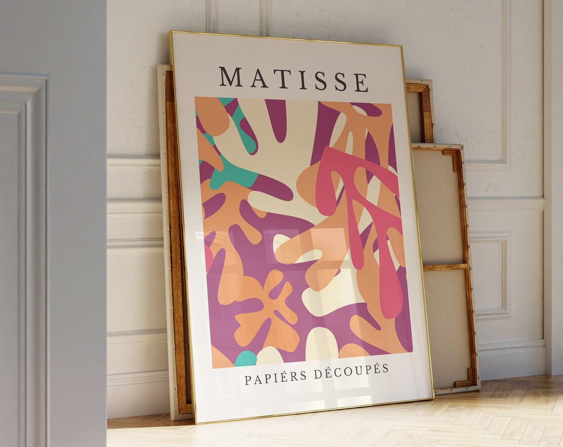 Matisse Papiers Decoupes Purple Orange Teal Abstract Art Poster