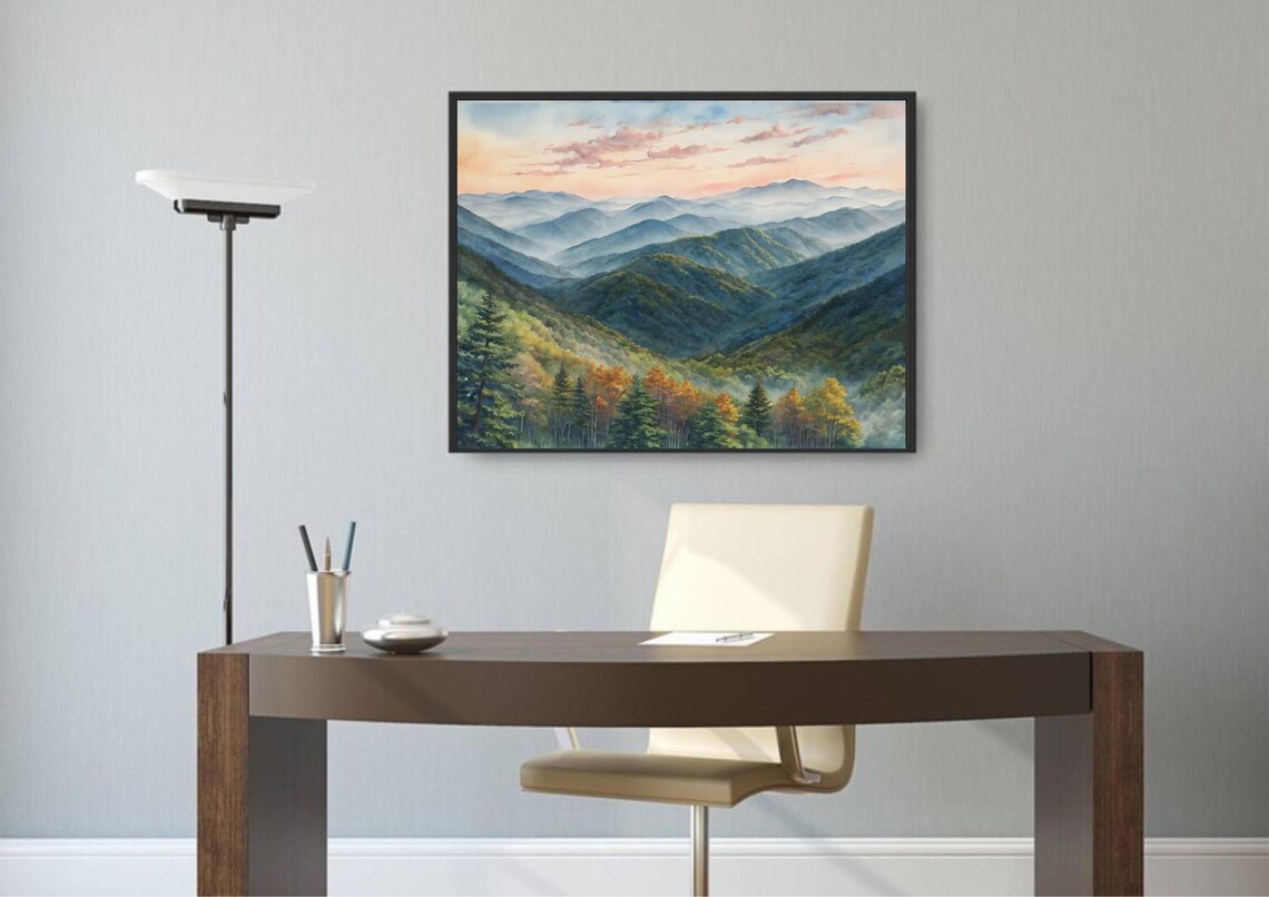 Appalachian Mountains Watercolor Art Print, Smoky - Image 6