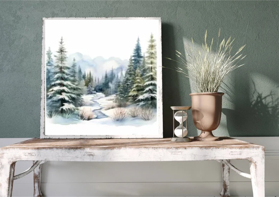 Washington Winter Landscape Watercolor Art Print - Image 5