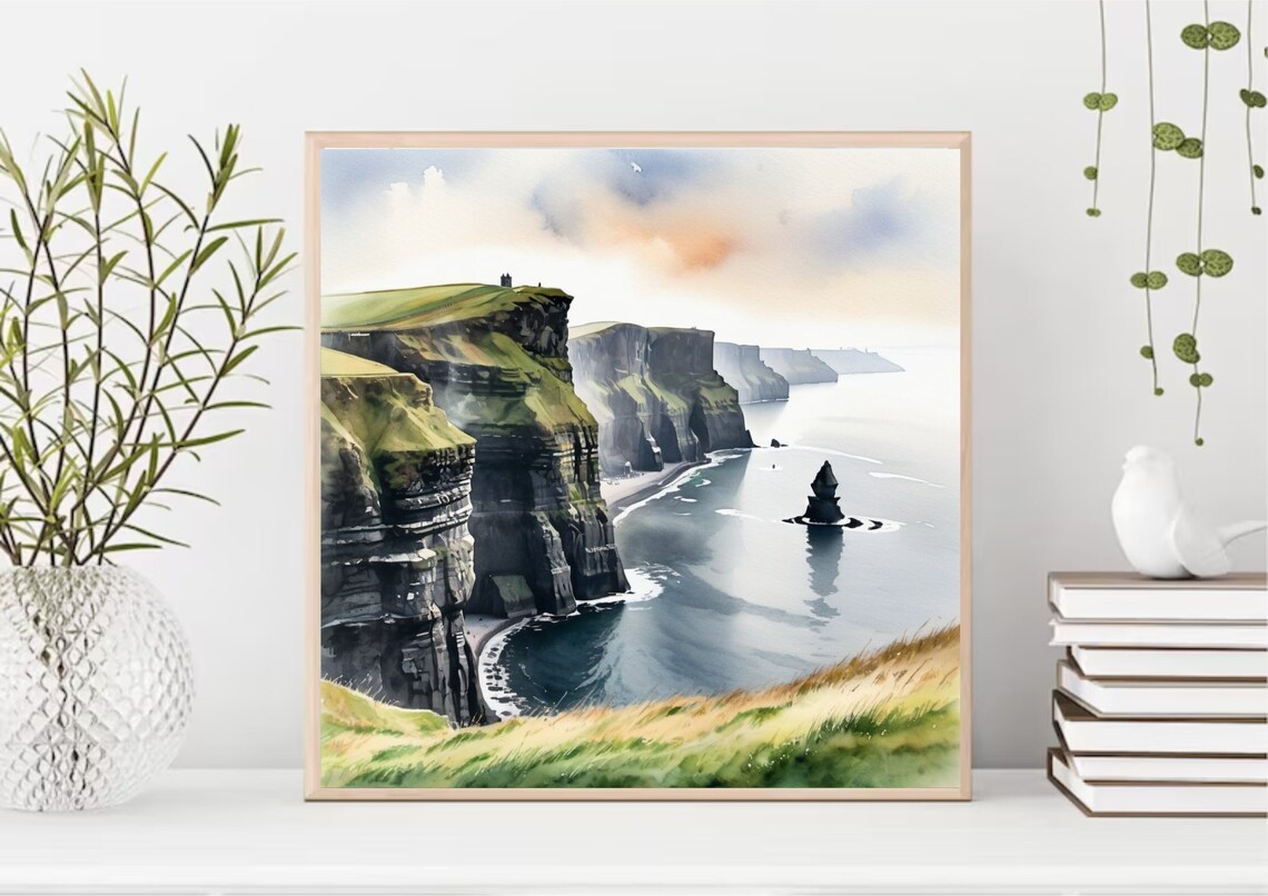 Cliffs of Moher Watercolor Art Print, Ireland Coast - Image 4