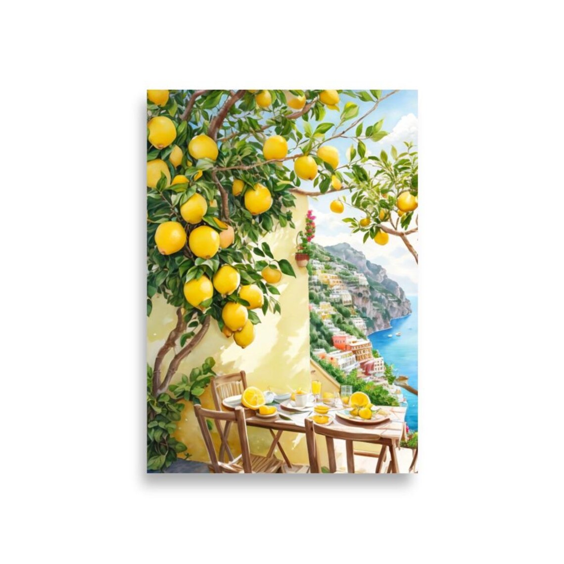 Positano Watercolor Art Print, Amalfi Coast Cityscape - Image 5