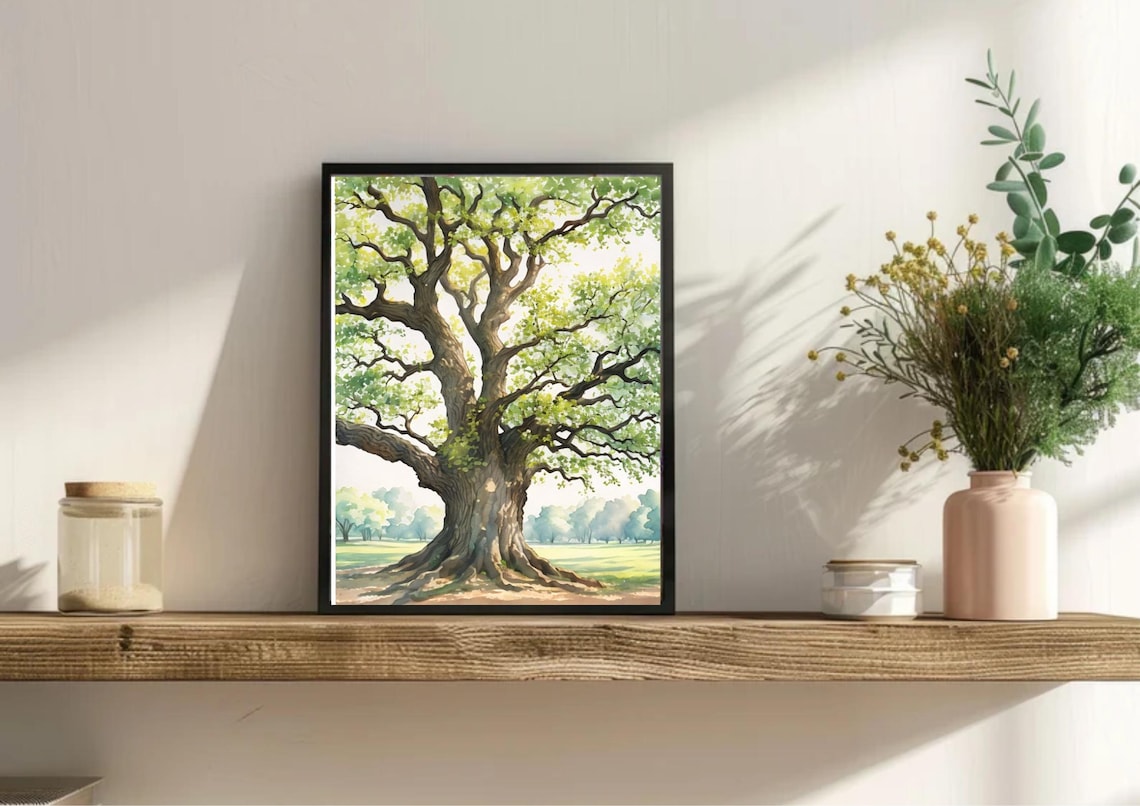 Oak Tree Watercolor Art Print, Louisiana Oak Park - Image 6