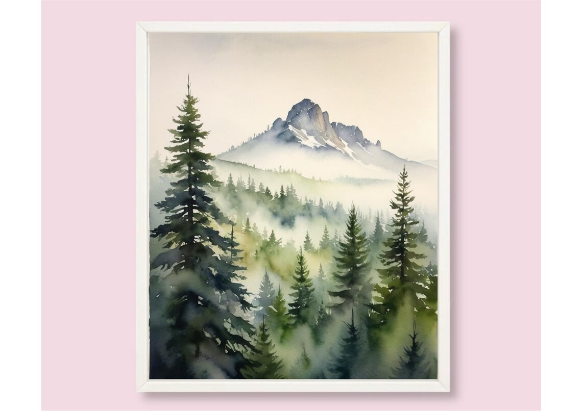 Mount Shasta Watercolor Art Print, California Landscape - Image 4