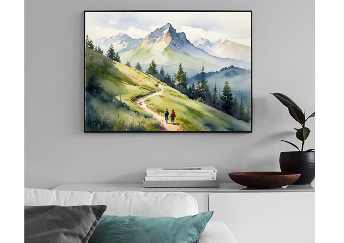West Maroon Pass Painting Aspen Colorado Landscape Watercolor Art Print Hiking Trail Art Mountaineers Wall Art Colorado Travel Poster - Image 2