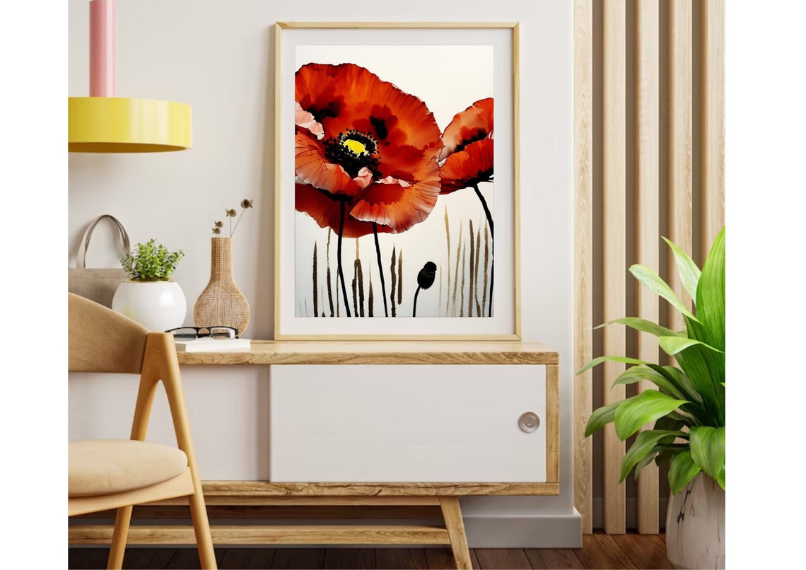 Poppy Painting Red Poppy Watercolor Art Print Floral Artwork Botanical Print Red Flowers Watercolor And Ink Painting Print - Image 4