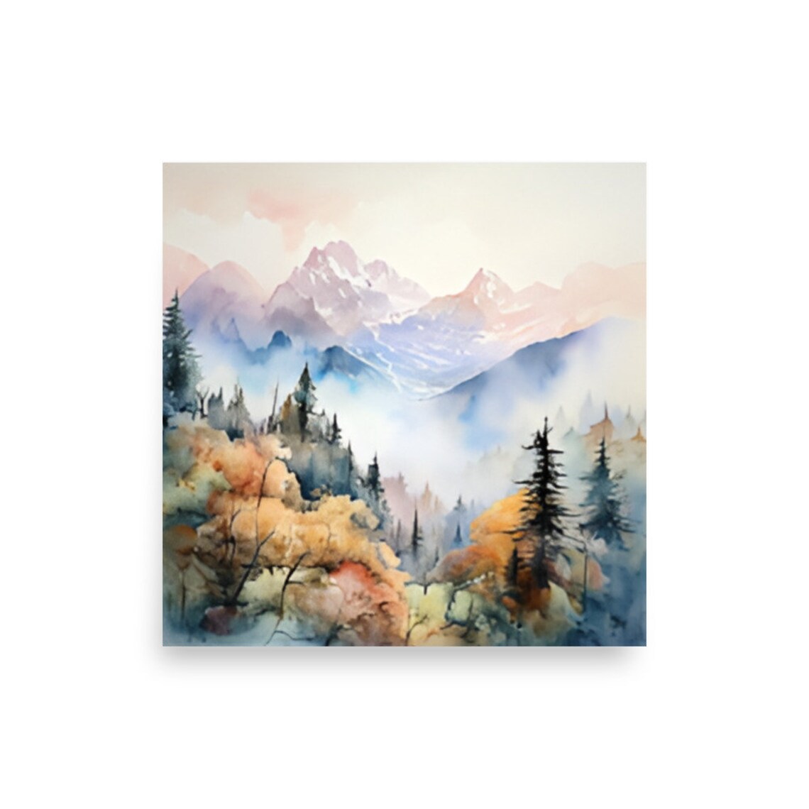 Rocky Mountains Colorado Watercolor Art Print, Autumn - Image 4
