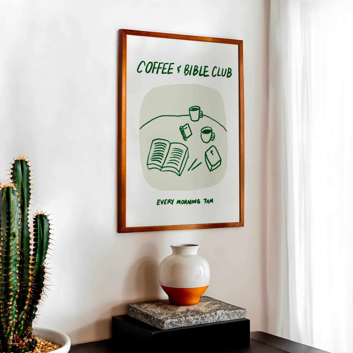 Coffee Bible Club Retro Christian Kitchen Art Print - Image 2