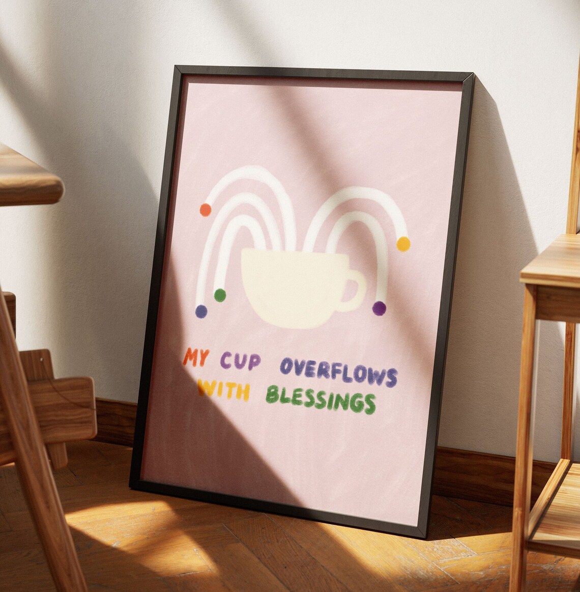 My Cup Overflows With Blessings Psalm 235 Aesthetic Christian Wall Art Modern Bible Verse Art Pastel Biblical Scripture Art Retro Christian - Image 3