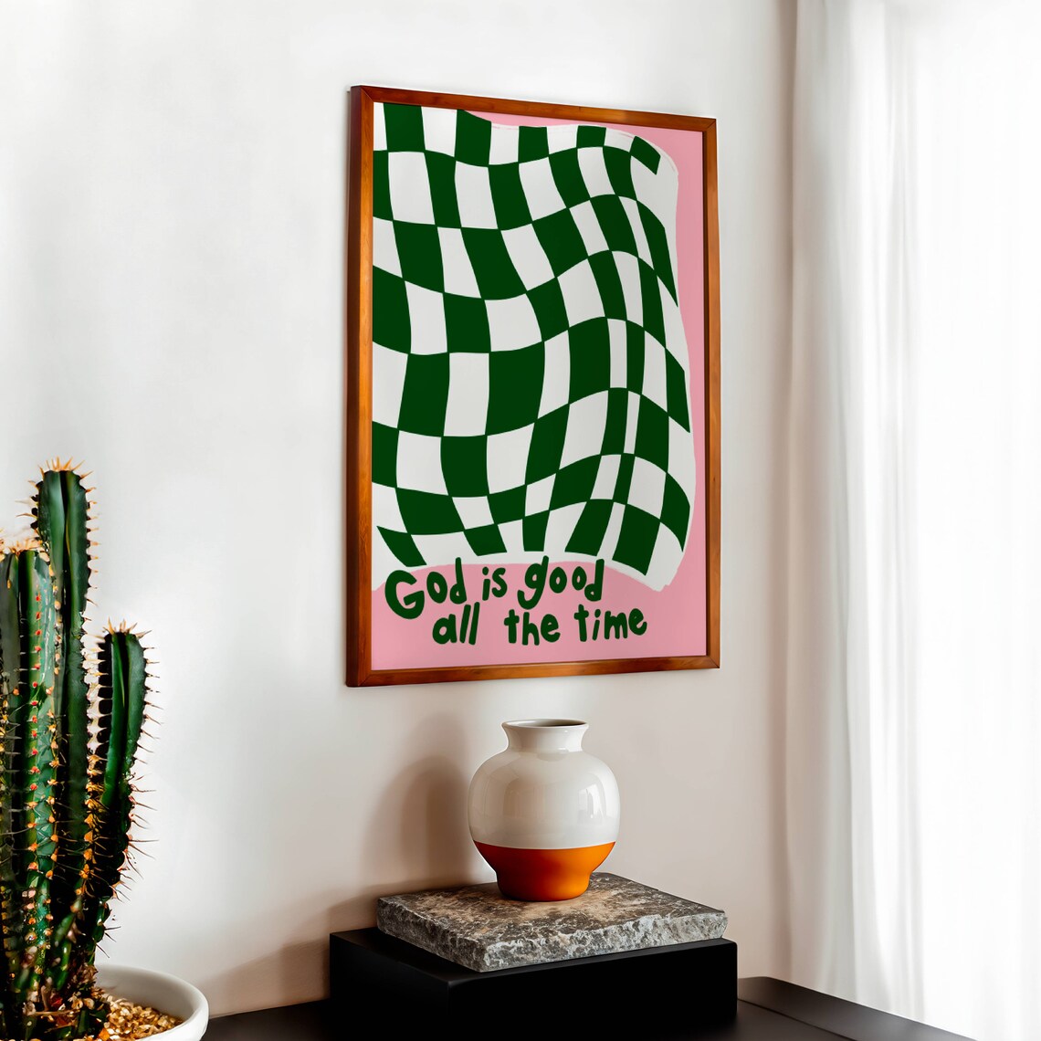God Is Good All The Time Retro Christian Art Print - Image 3