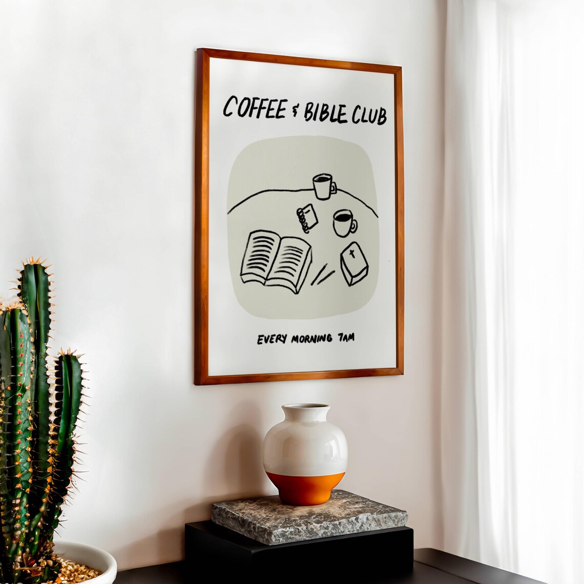 Christian Coffee Bible Art Print, Neutral Modern Decor - Image 2