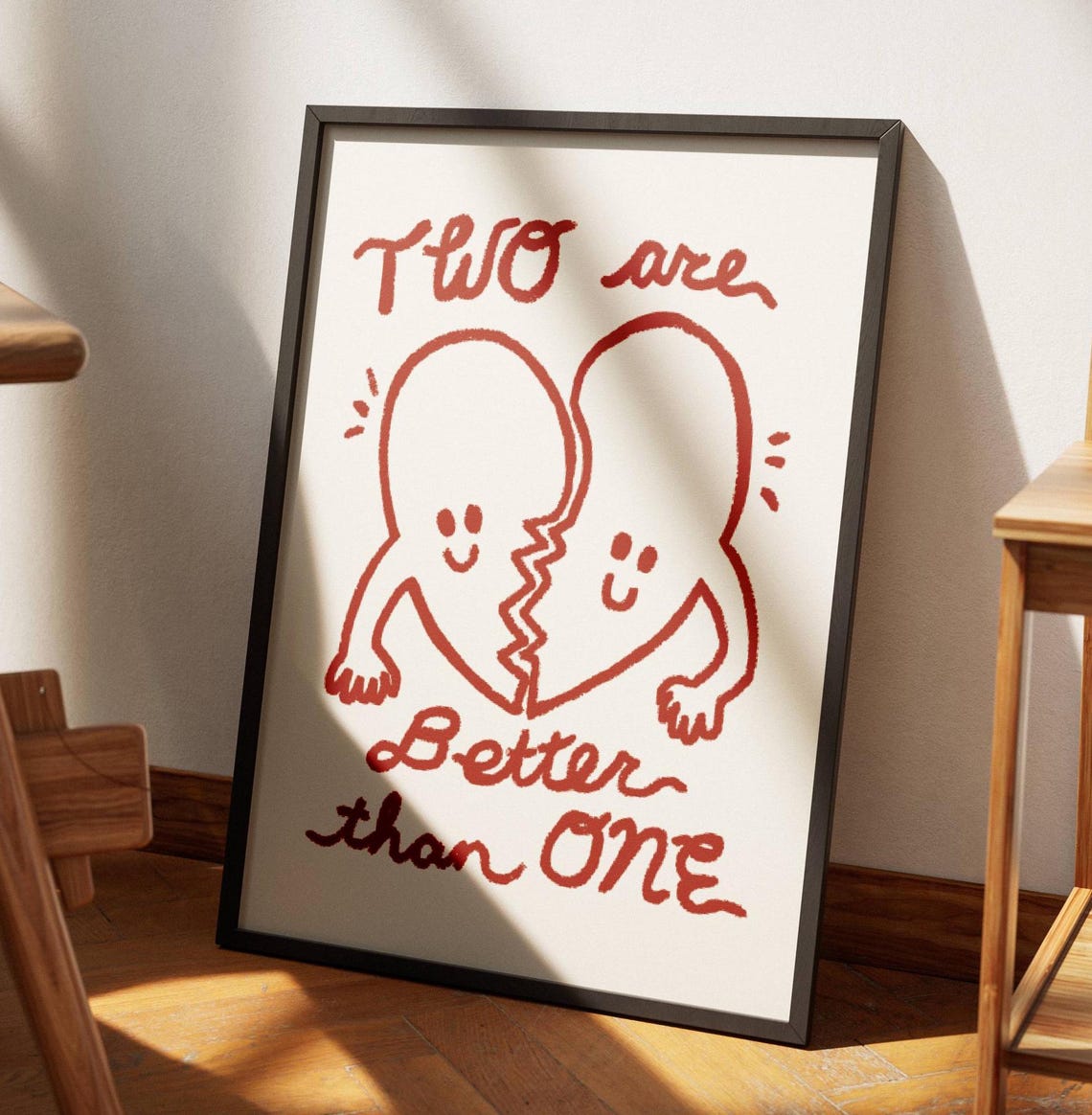 Two Are Better Than One Hugging Hearts Wedding Love Gift Poster