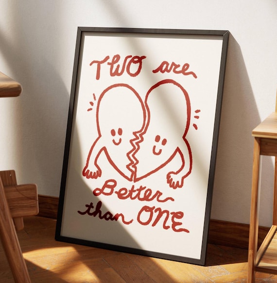 Two Are Better Than One Hugging Hearts Wedding Love Gift Poster