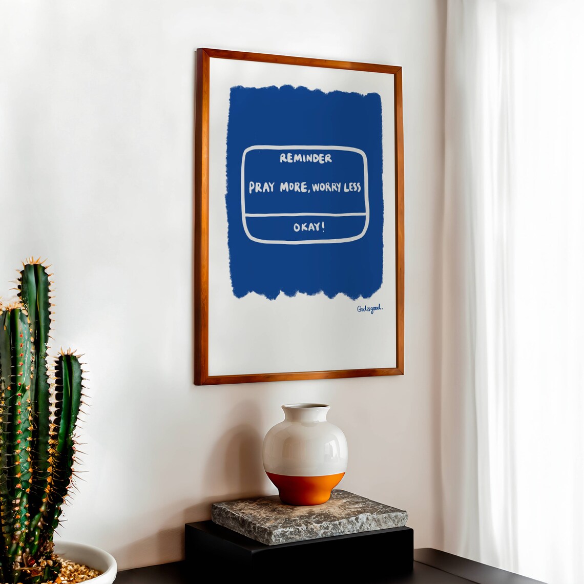 Pray More Worry Less Christian Quote Art Print - Image 2