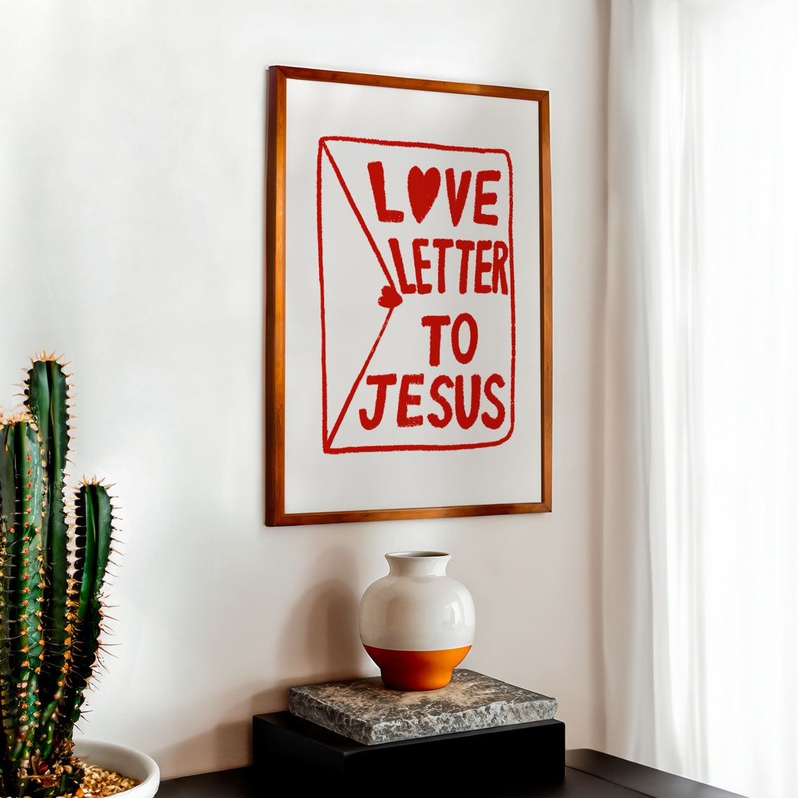 Love Letter To Jesus Red Envelope Modern Scripture Faith Poster - Image 2