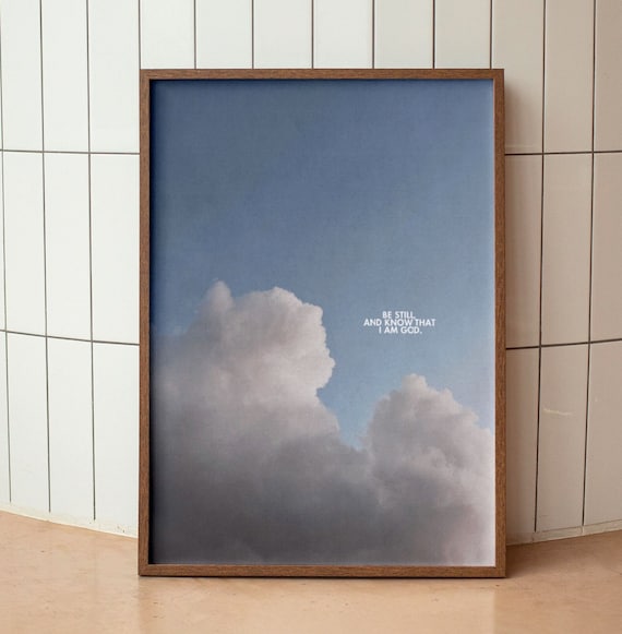 Psalm 4610 Aesthetic Christian Wall Art Modern Bible Verse Art Print Biblical Scripture Wall Art Minimal Christian Poster Cloud Poster