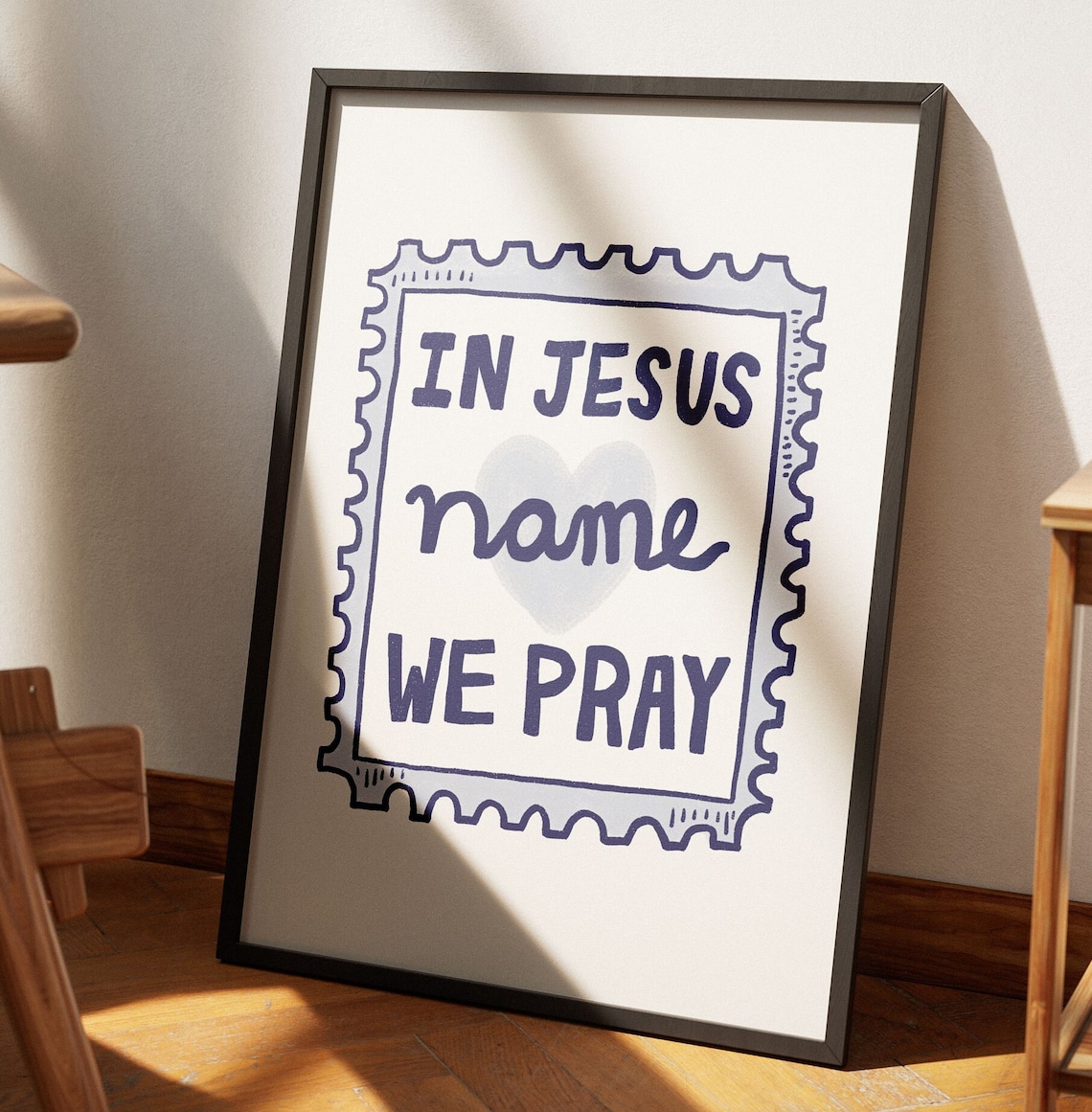 In Jesus Name Sign Retro Christian Art Print