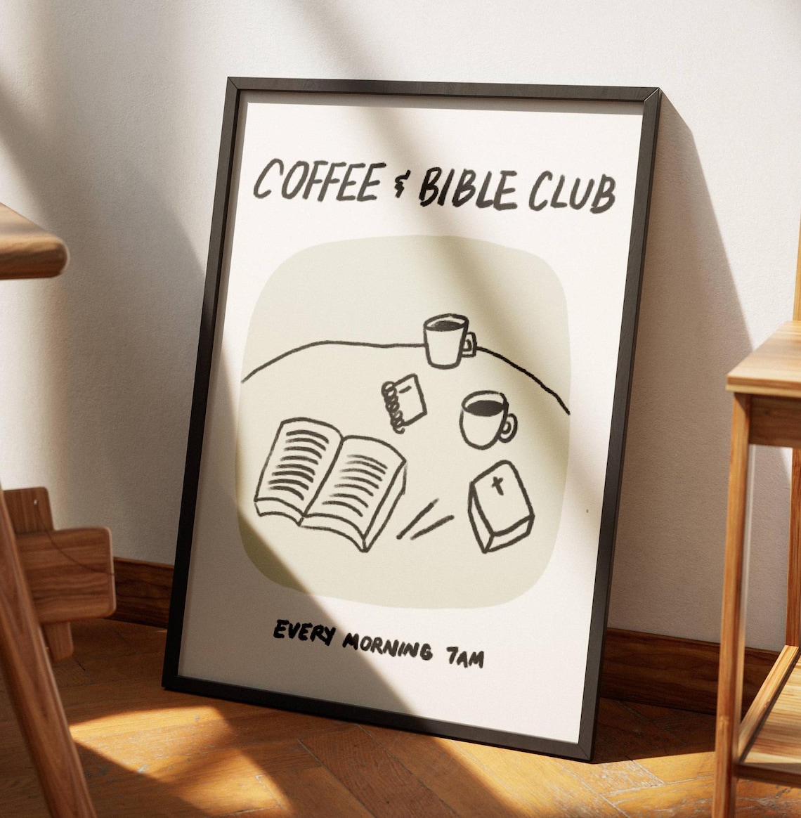 Christian Coffee Bible Art Print, Neutral Modern Decor