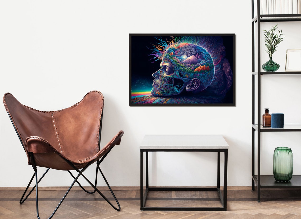 Psychedelic Cosmic Mind Head Portrait Trippy Surreal Art Poster - Image 5