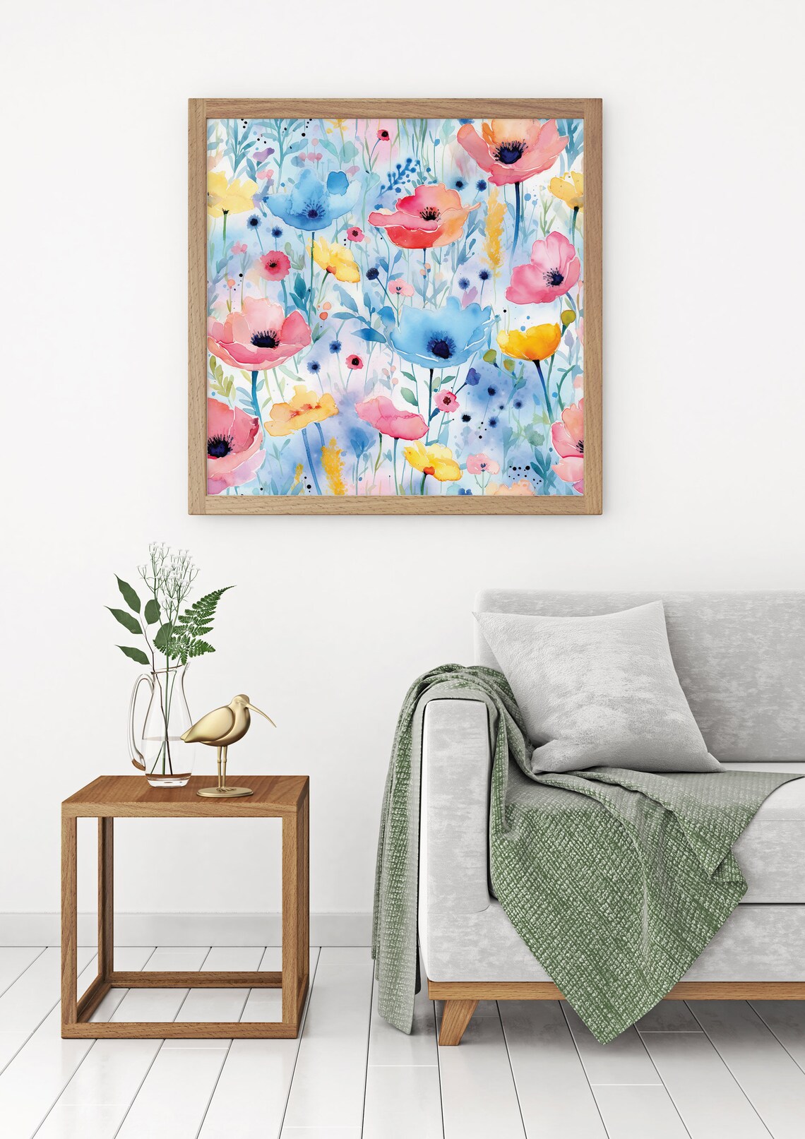 Wildflower Meadow Watercolor Poppies Pastel Spring Floral Poster - Image 5
