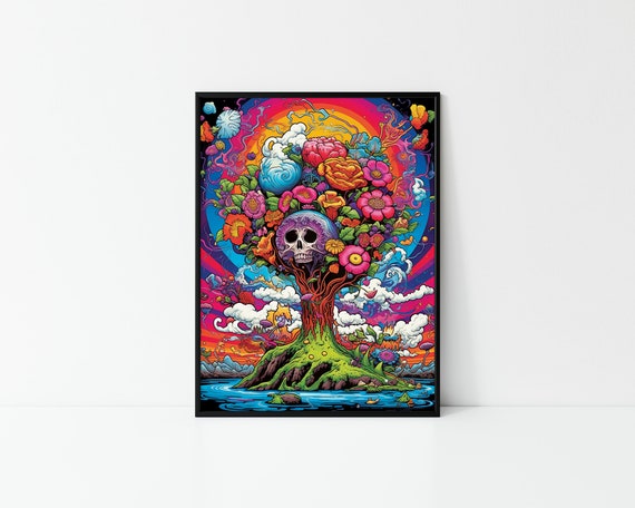 Tree Of Life Psychedelic Art Framed Poster Psychedelic Wall Art Colourful Psychedelic Tree Trippy Psychedelic Poster Wall Hanging