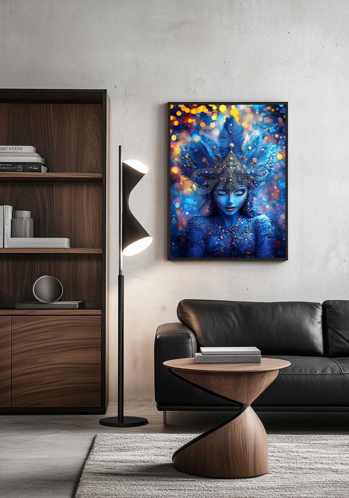 Blue Woman Man Poster Print Wall Art Designs Painting Goddess God Vishnu India Gad Art 00006 The Spirit Of Krishna - Image 2