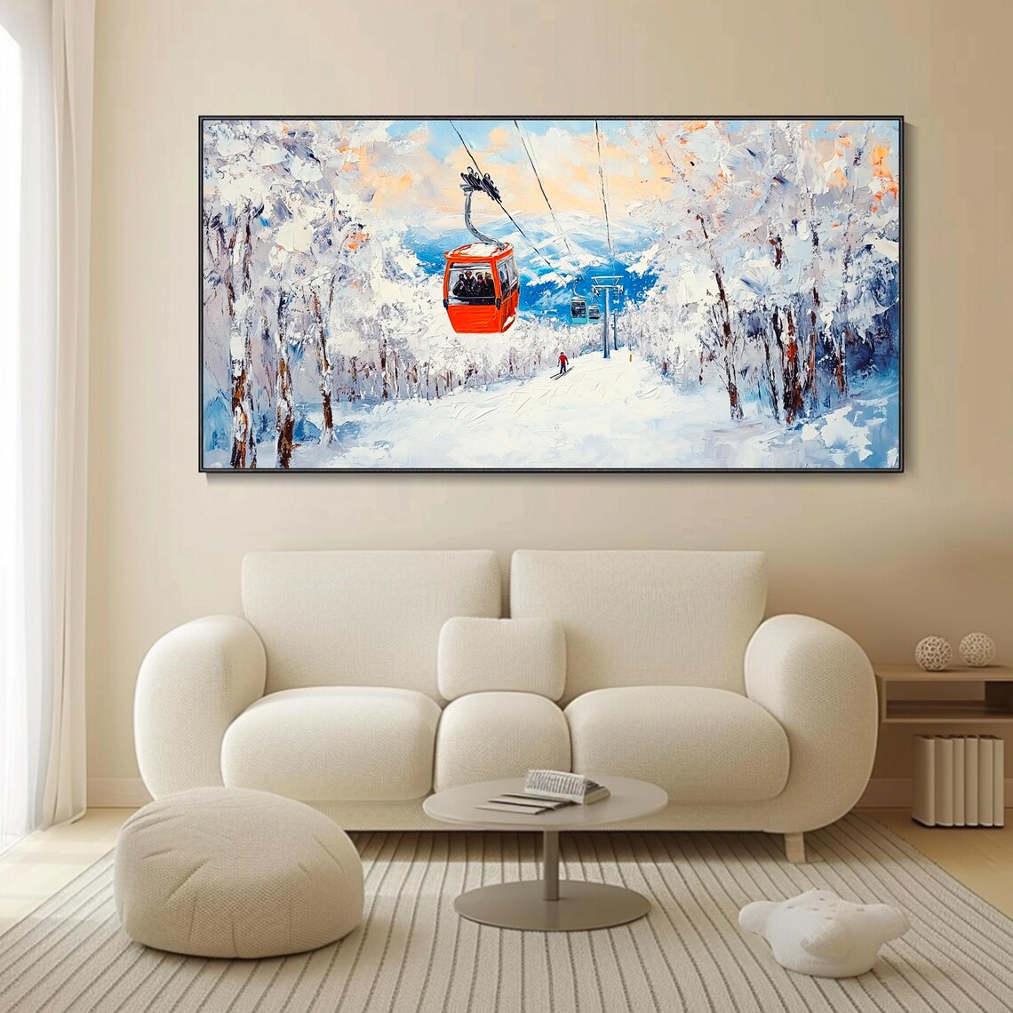 Ski Snowscape Pine Forest Mountain 3D Texture Art Print - Image 4