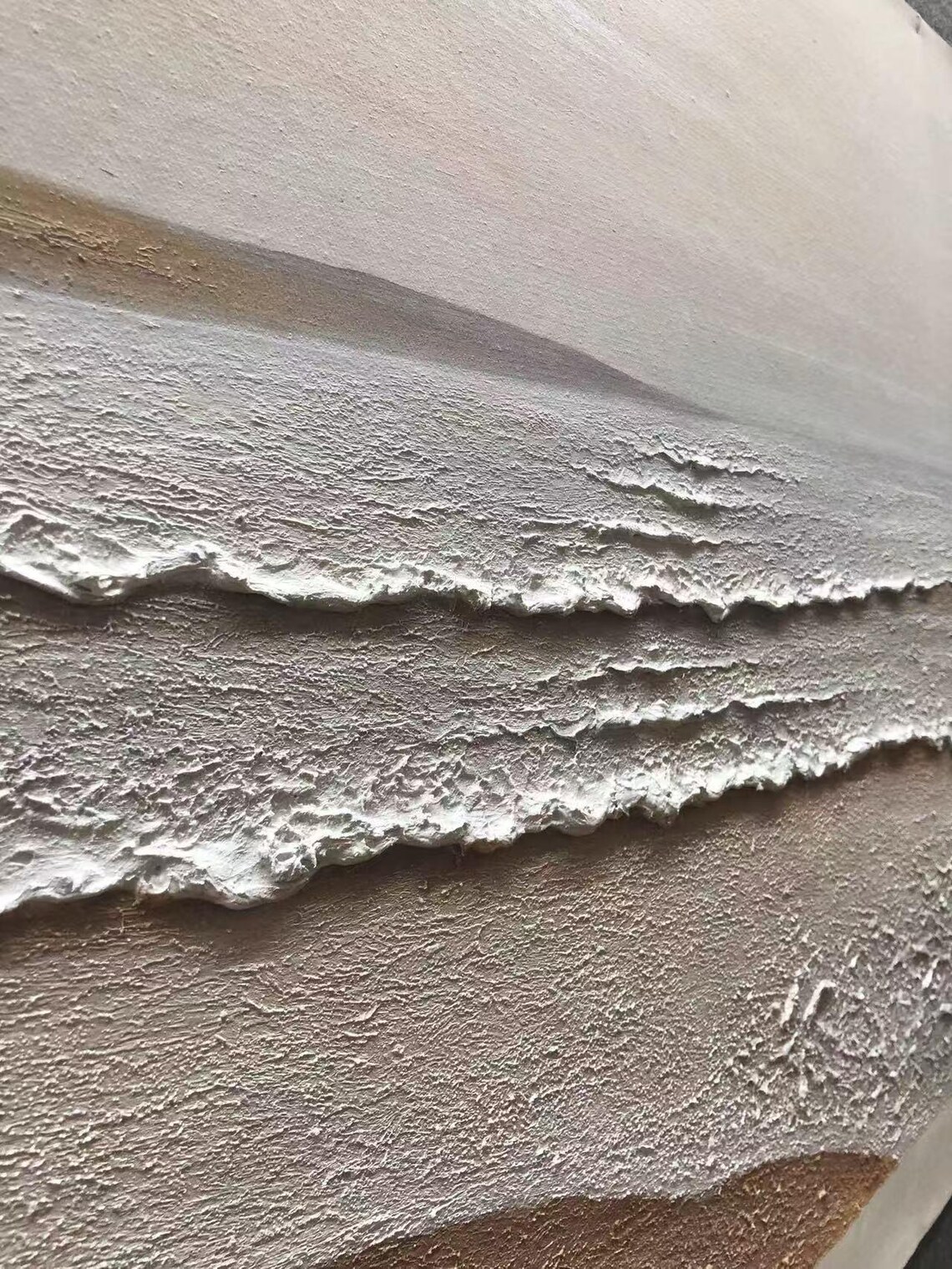 Minimalist Beach Waves Oil Painting Neutral Sand Beige Calm Coastal Wall Poster - Image 4