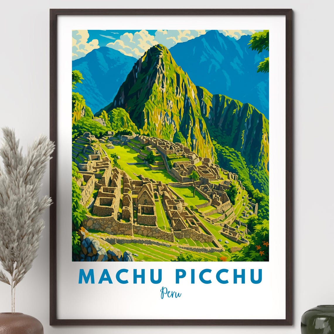 Machu Picchu Poster Mountain Landscape Travel Print