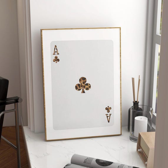 Cheetah Wall Art Trendy Ace Of Hearts Print Room Decor 70s Preppy Poster Neutral Vintage Girly