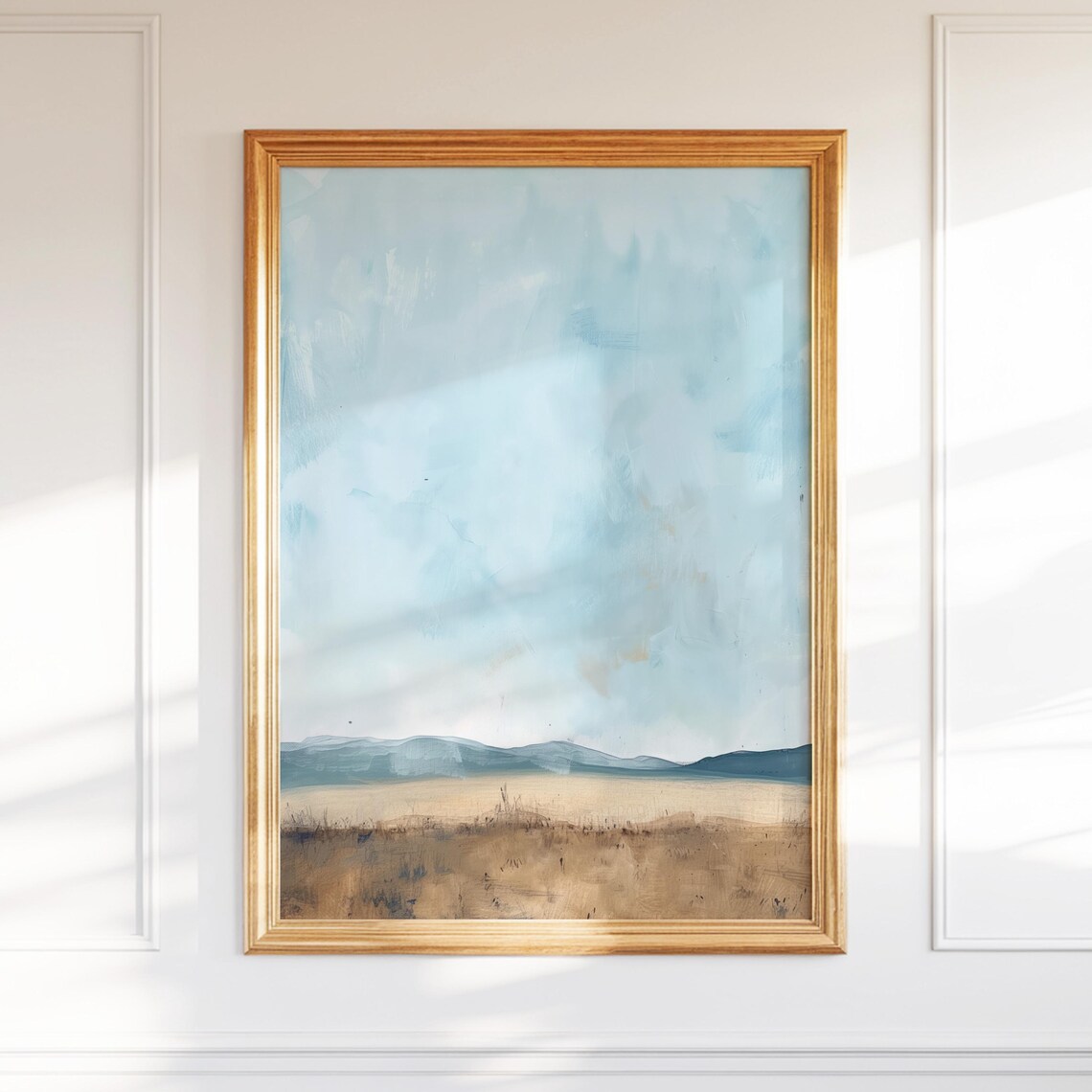 Soft Blue Sky Golden Field Minimalist Horizon Landscape Calm Poster