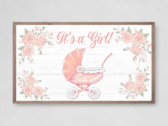 Its A Girl Baby Announcement Art For Nursery Decor