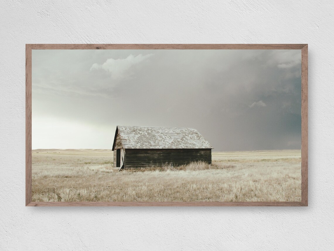 Weathered Barn Winter Christmas Reindeer Art Print