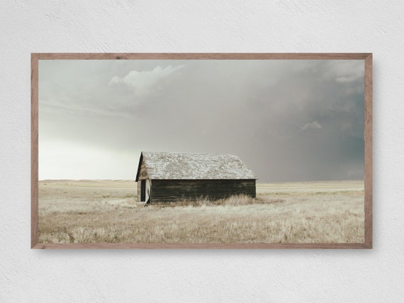 Weathered Barn Winter Christmas Reindeer Art Print