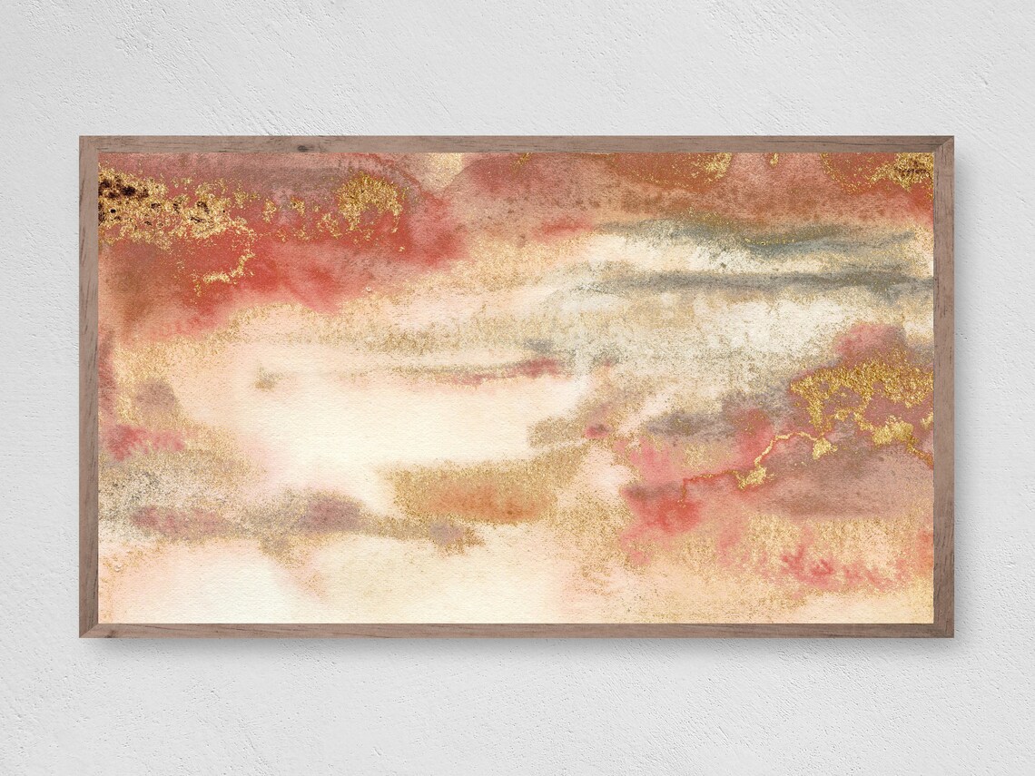 Abstract Rosy Gold Watercolor TV Art Print