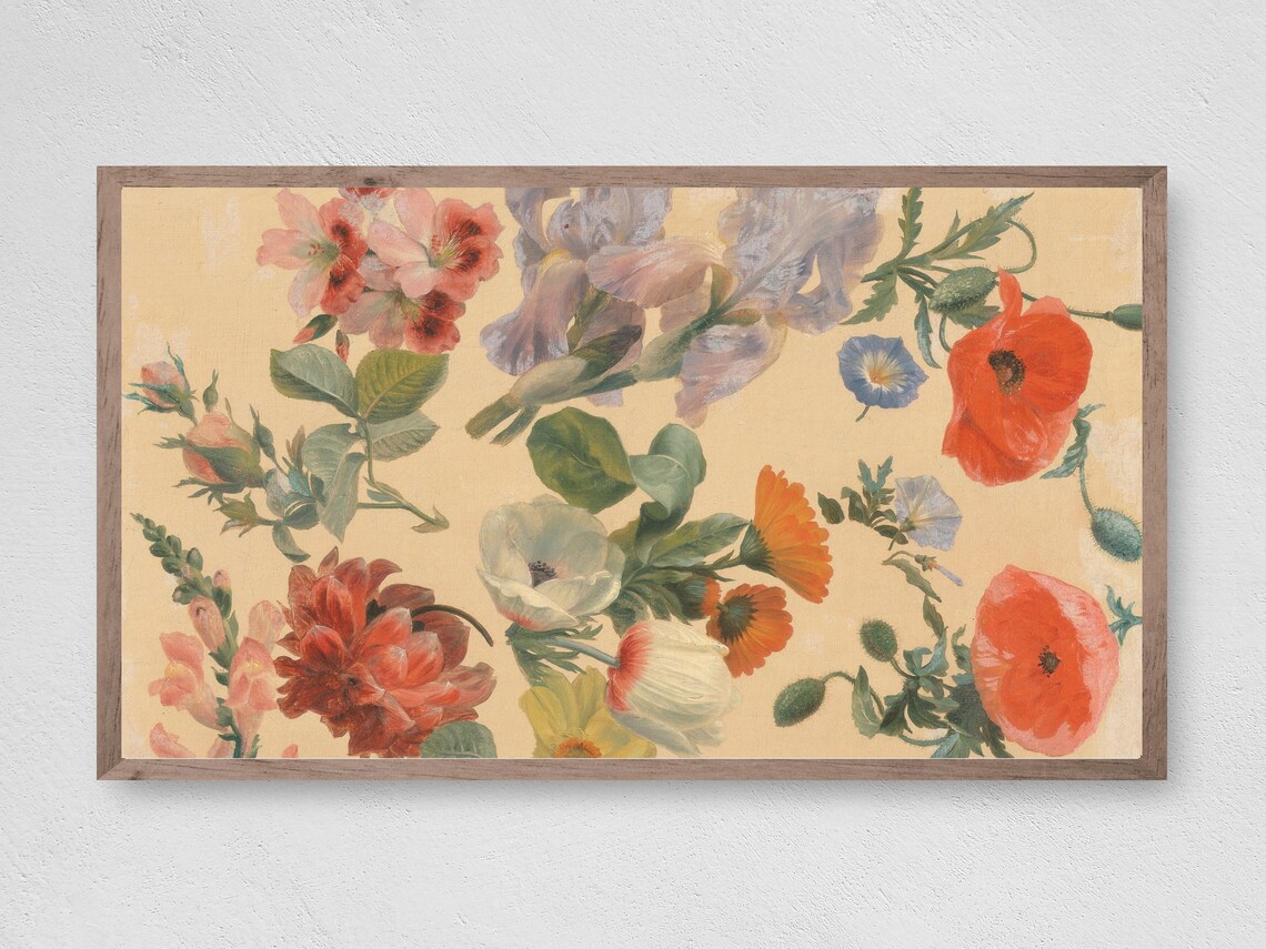 Vintage Florals for Frame TV Art, Roses Print