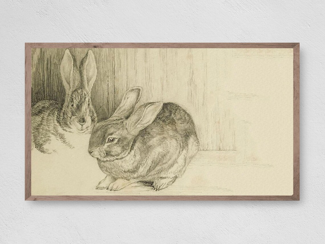 Easter Vintage Rabbit Sketch, Spring Art Print