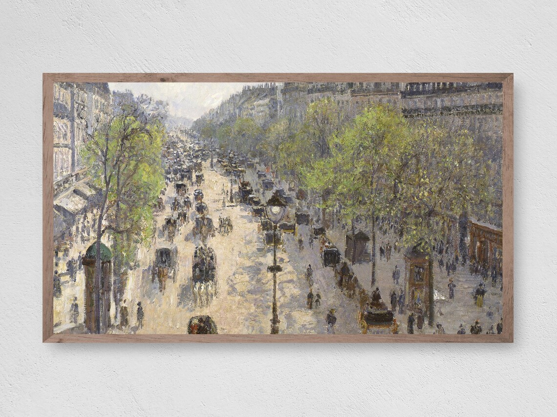 Busy City Street Travel Poster, Urban Skyline