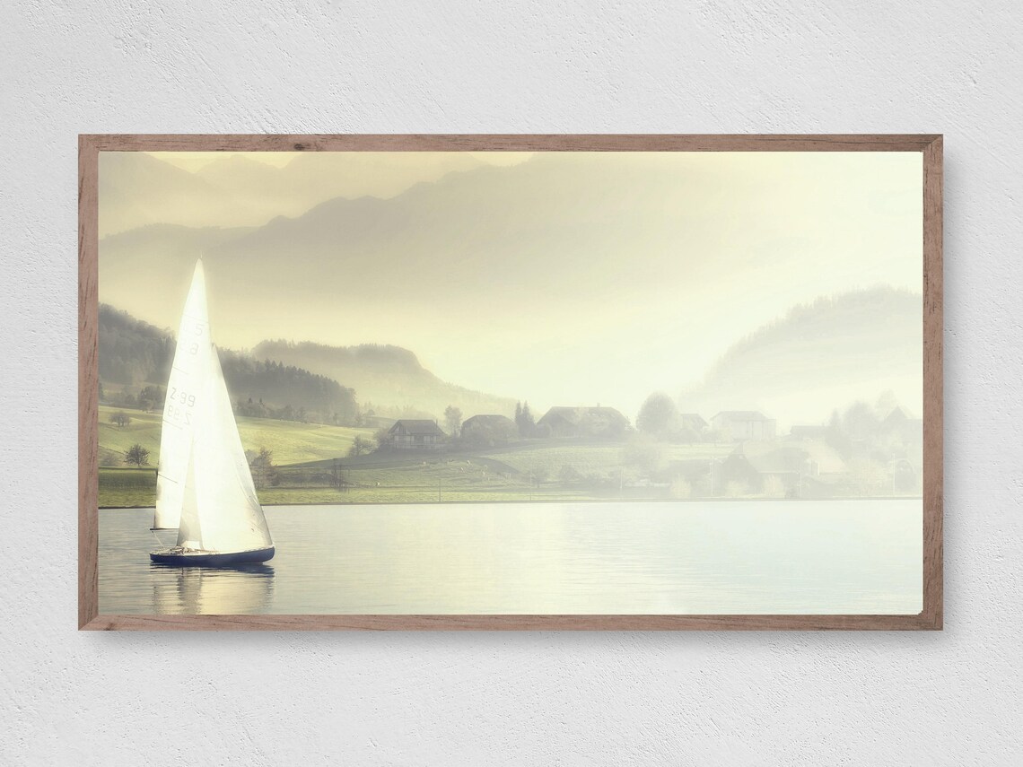 Instant Sailboat In The Morning Sun Art Print