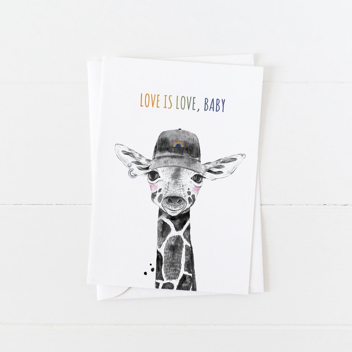 Love Is Love 5x7 Greeting Card Blank Card Gay Card Lgbt Cards Gay Pride Card Giraffe Rainbow Card Love Is Love Baby Lgbtq Cards