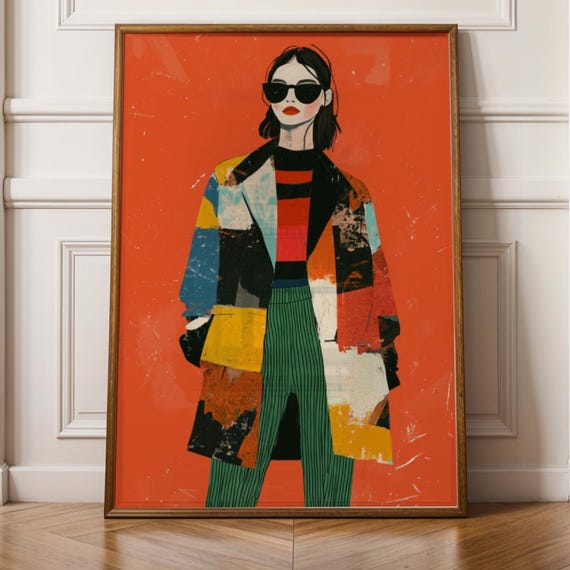 Modern Bold Woman Fashion Print Vibrant Stylish Figure Illustration