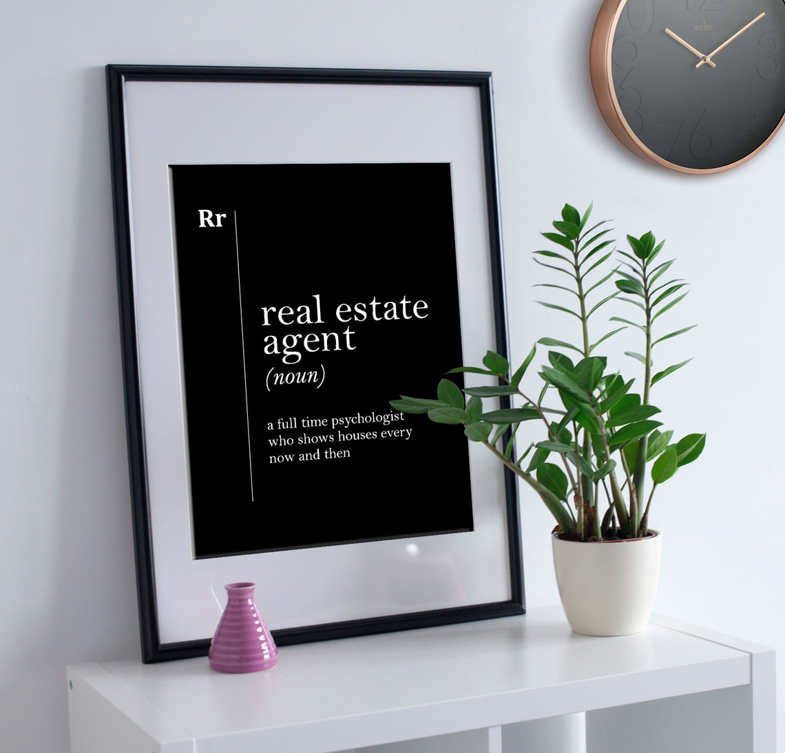 Real Estate Agent Funny Noun Definition Black Dictionary Poster - Image 3