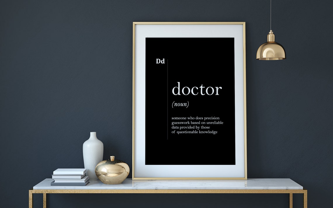 Doctor Funny Definition Medical Office Decor Gift Black Poster - Image 2
