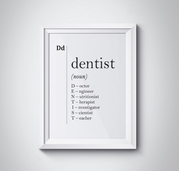 Dentist Gift Dentist Definition Dentist Poster Dental Office Decor Orthodontist Gift Stomatology Gifts Professions Dental Gift Dentist Print