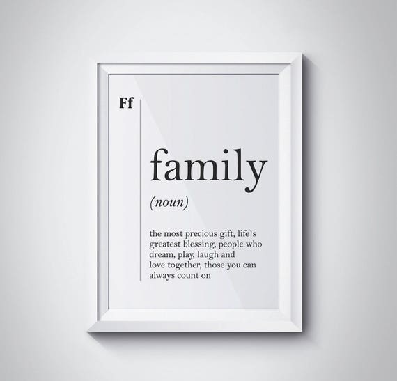 Family Definition Print Family Gift Parents Gift Mother Gift Father Gift Family Wall Art Typography Dictionary Scandinavian Family Print