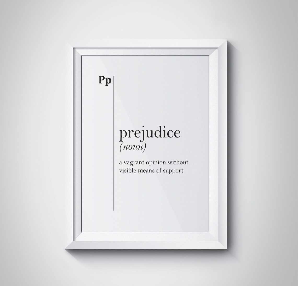 Funny Prejudice Dictionary Definition Quote White Typography Wall Art