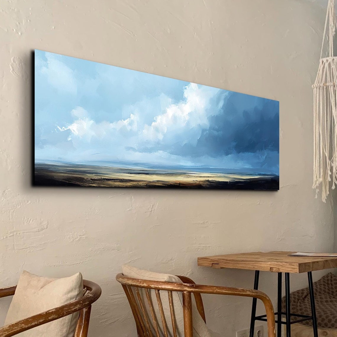 Blue Prairie Sky Dramatic Cloud Horizon Panoramic Landscape Poster