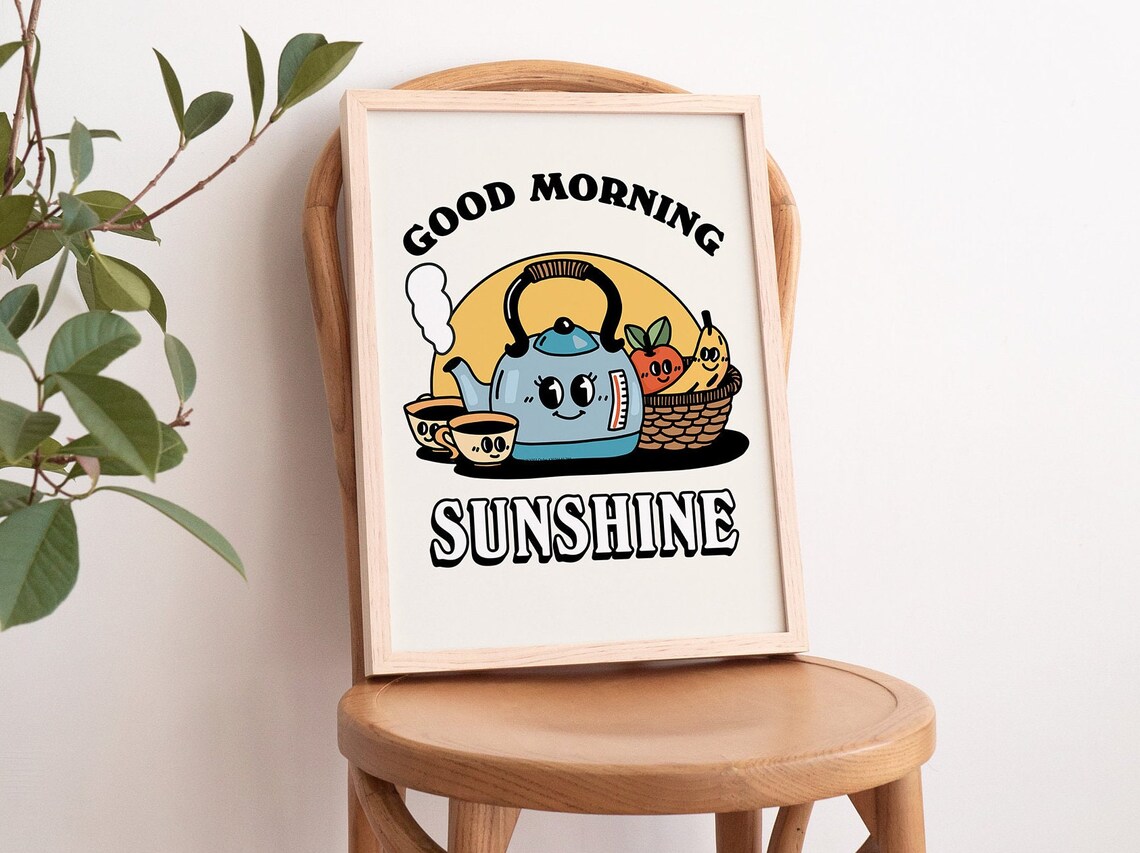Retro Breakfast Illustration, Vintage Kettle Poster - Image 3