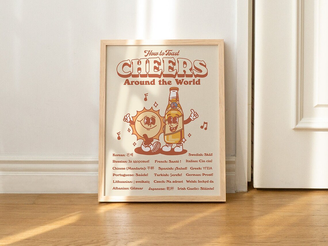 Retro Cheers Beer Poster Print, Bar Cart Decor - Image 3