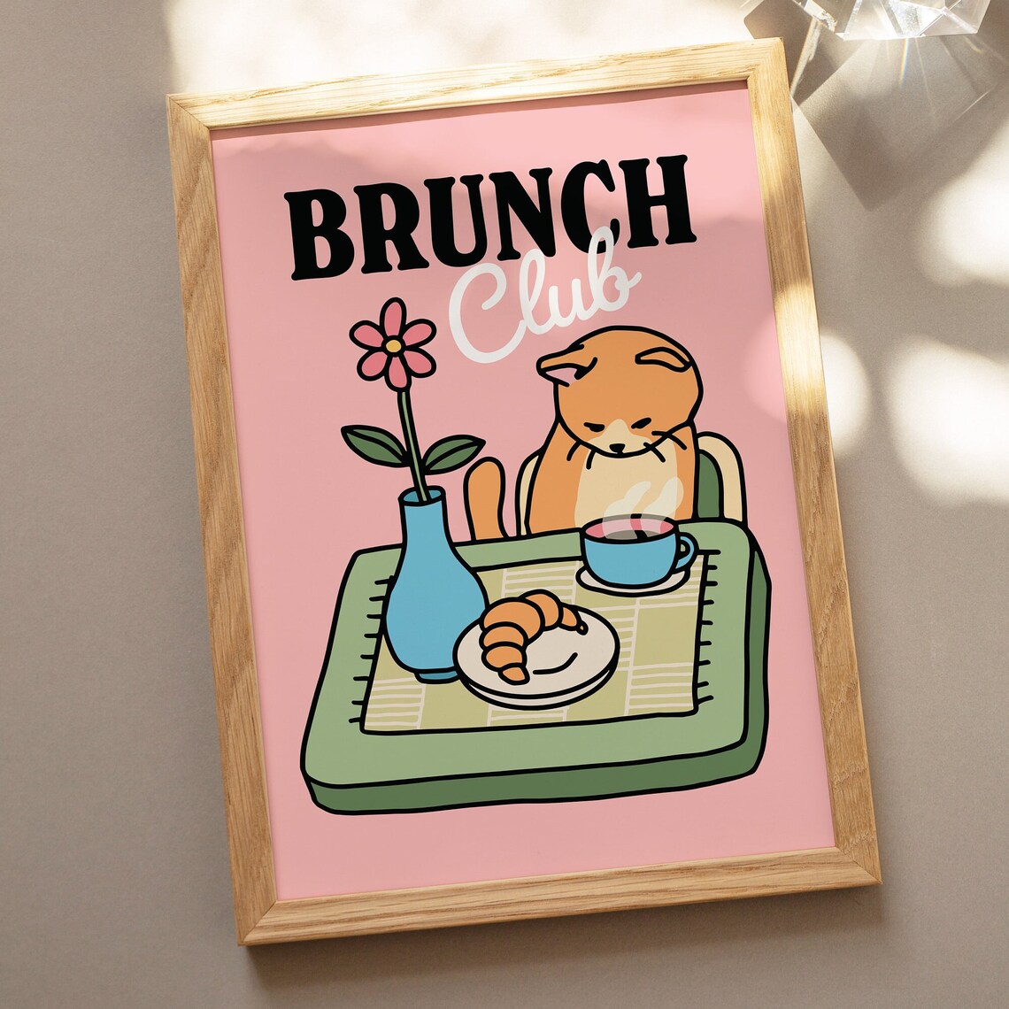 Retro Cat Kitchen Art Print, Brunch Club Cafe - Image 2